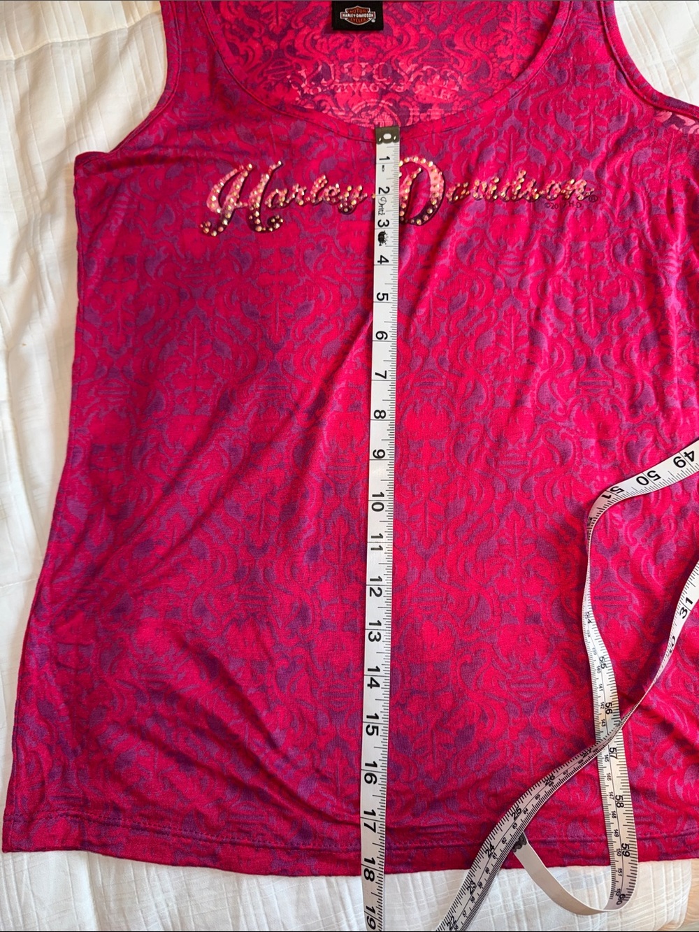 Harley-Davidson Hot Pink Rhinestone Script Tank - Picture 7 of 9